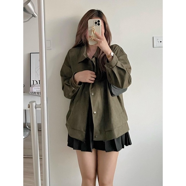 [Ảnh thật/Video]Áo khoác da lộn dày dặn bề mặt mướt hàng Quảng Châu loại 1