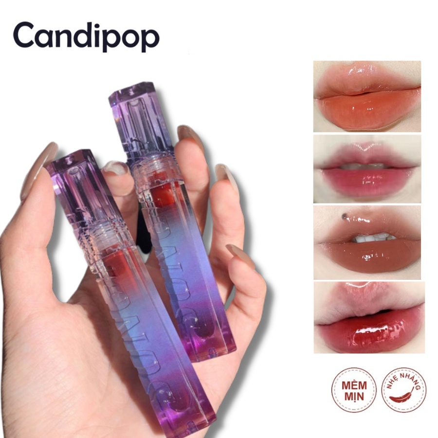 Son môi Hellostyle vỏ tím màu căng bóng tự nhiên làm trắng da Candipop