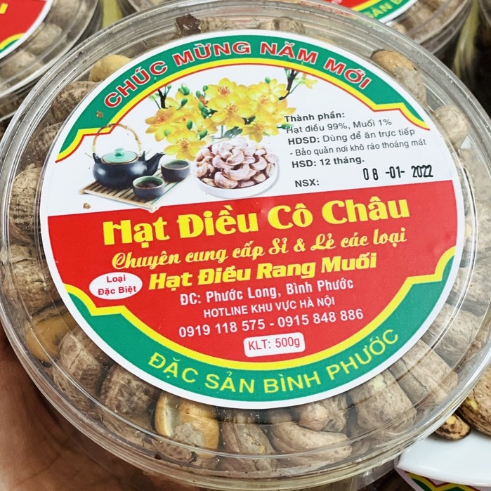 Hạt Điều Rang Muối cao cấp Cô Châu - Vỏ lụa hộp 500gr (Linahanhlam)