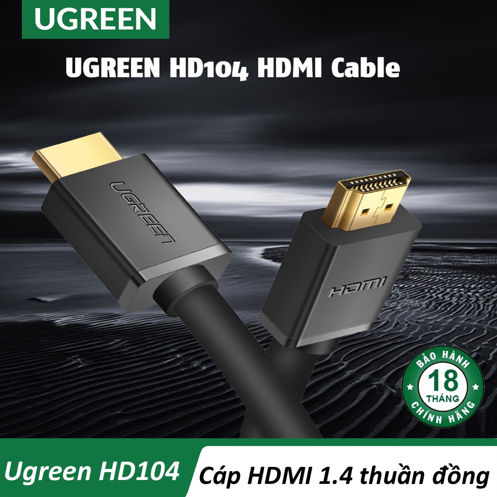 Cáp HDMI 1.4 cao cấp hỗ trợ Ethernet + 4k 2k HDMI 1M - 5M Ugreen HD104 Chính Hãng