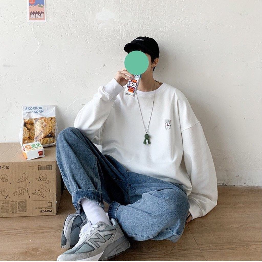 ÁO SWEATER NAM CHẤT VẢI NỈ UNISEX THIẾT KẾ IN HÌNH MẶT GẤU TRƯỚC VÀ SAU CỰC ĐẸP