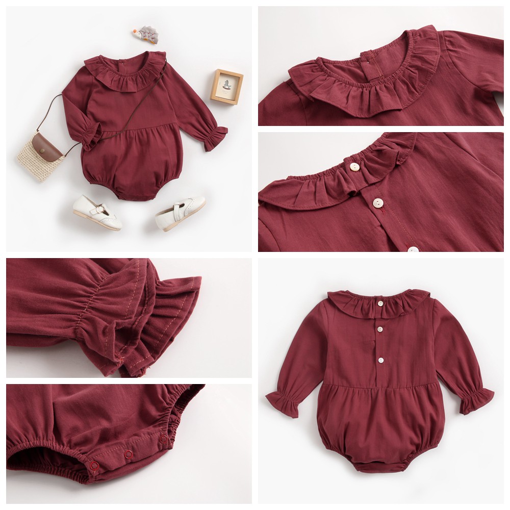 Áo liền quần Sanlutoz tay dài bằng cotton phong cách công chúa cho bé gái (3 màu)