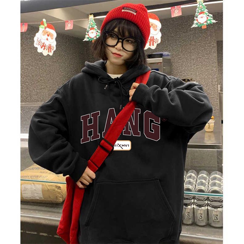 NRVP Áo Khoác Hoodie Tay Dài Dáng Rộng In Họa Tiết Phong Cách Hàn Quốc Dành Cho Nam Nữ