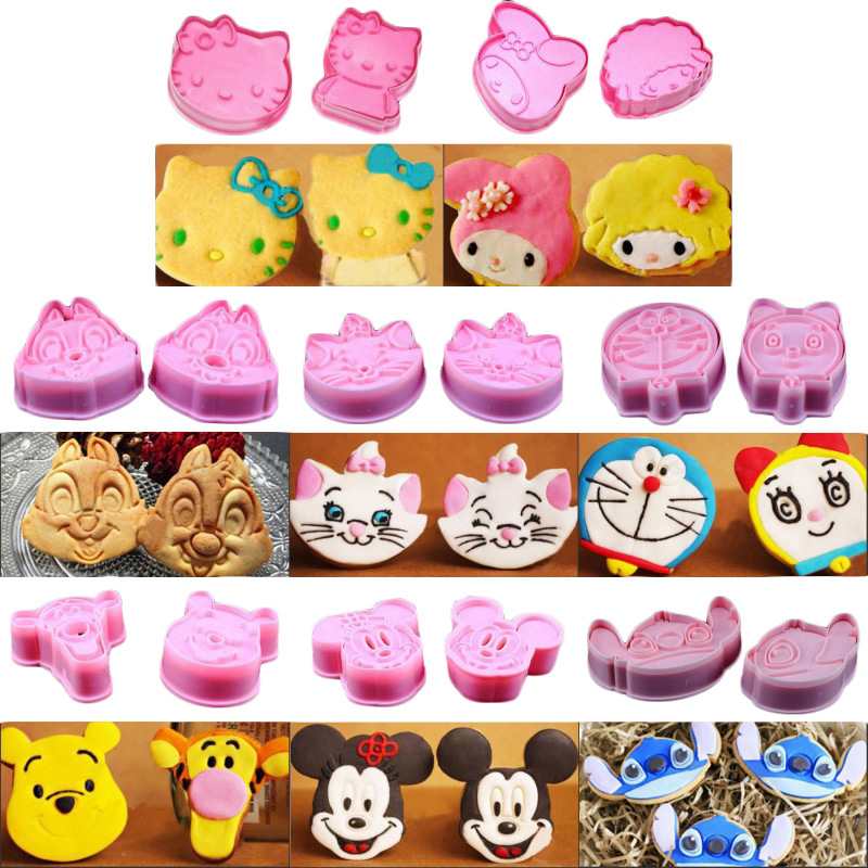 Khuôn tạo hình cho bánh quy hình chuột Mickey Minnie/ Hello Kitty Doraemon Winnie Pooh Stitch 3D