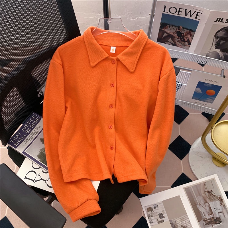 Áo Len Lửng Cổ Polo Dáng Rộng Màu Trơn Thời Trang Mùa Thu Phong Cách Hàn Quốc Mới Dành Cho Bạn Nữ