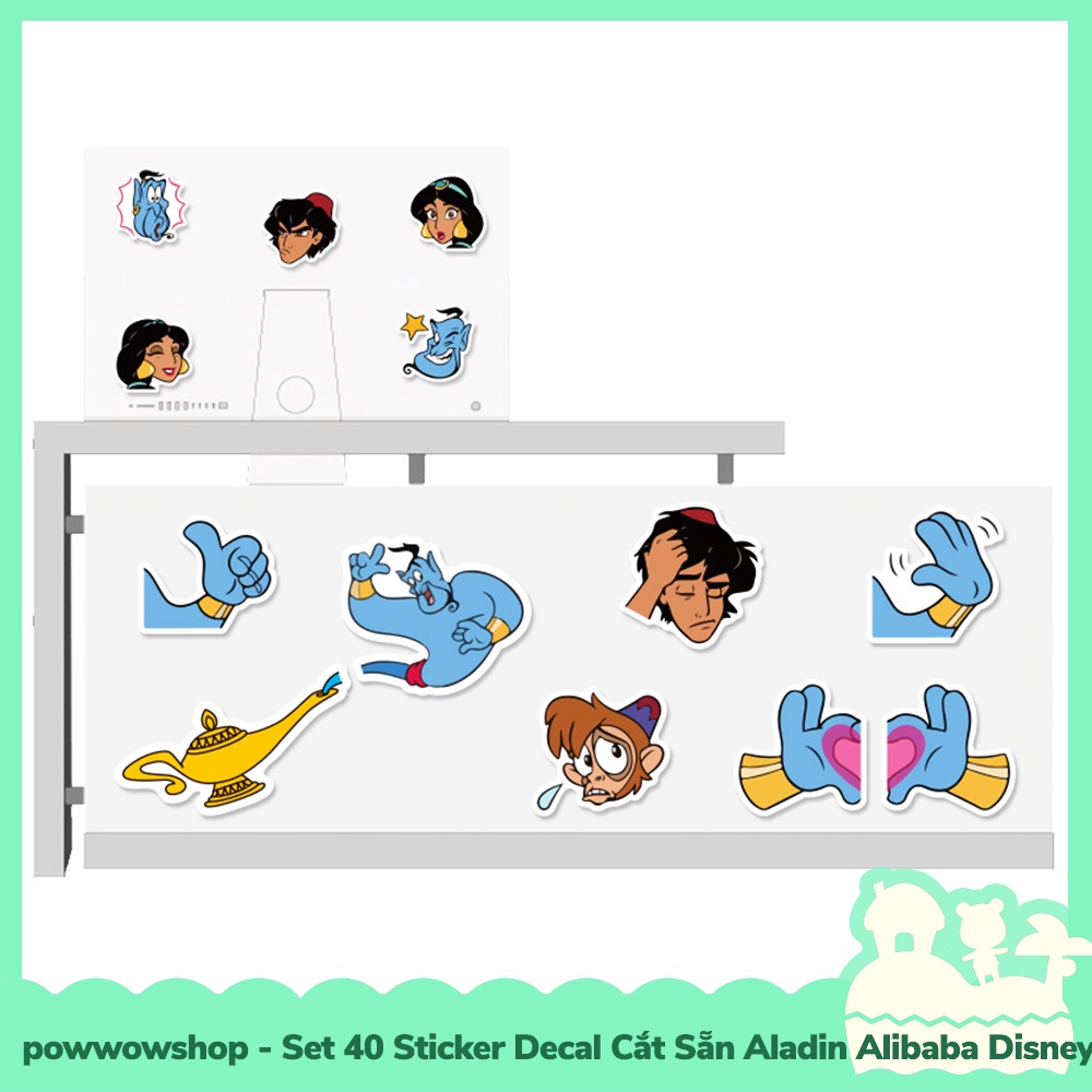 [Sẵn VN - Hỏa Tốc] Set 40 Sticker Mini Decal Dán Trang Trí Vật Dụng Mẫu Aladin Alibaba Disney