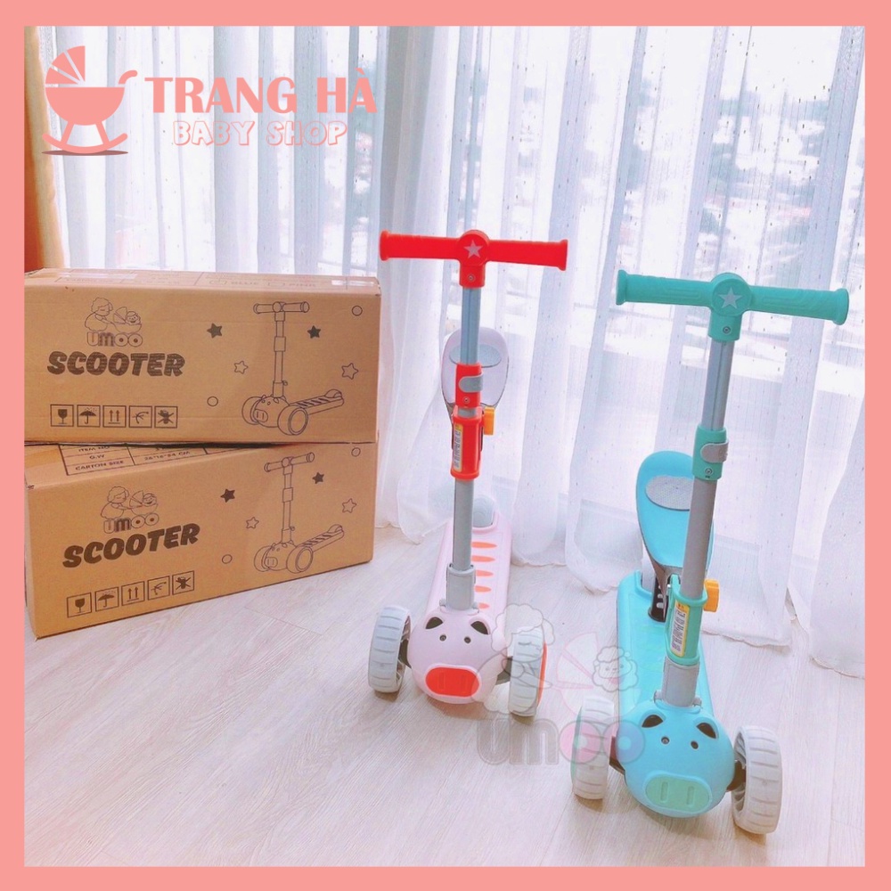 Xe Scooter Heo Chịu Lực 2 In 1 Cho Bé Umoo Heo UM-0277 Có Bánh Xe Phát Sáng