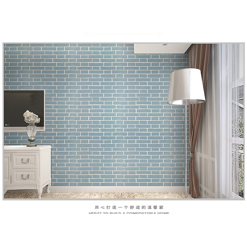 Decal giấy dán tường gạch xanh, gạch hồng, gạch trắng khổ 45m