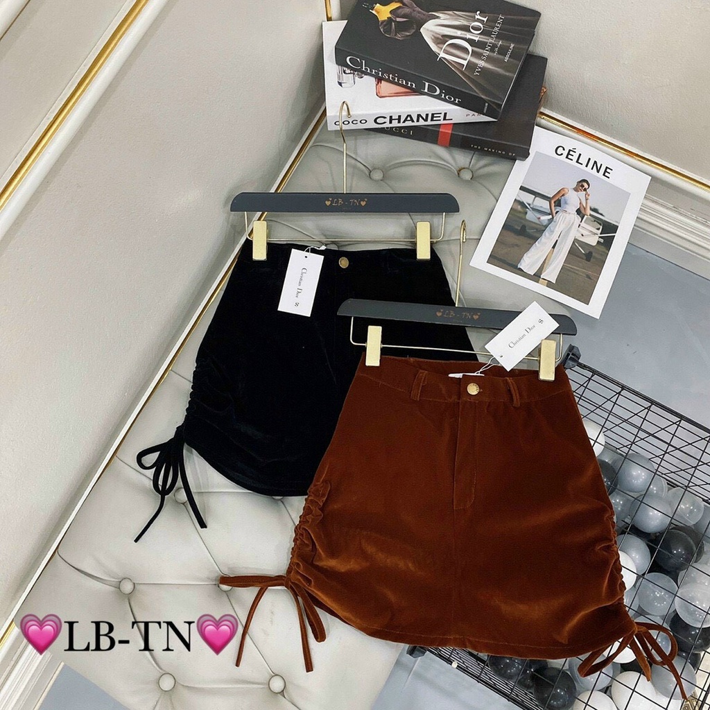 Chân Váy Nhung Rút Dây 2 Bên_Xưởng May Quang Anh
