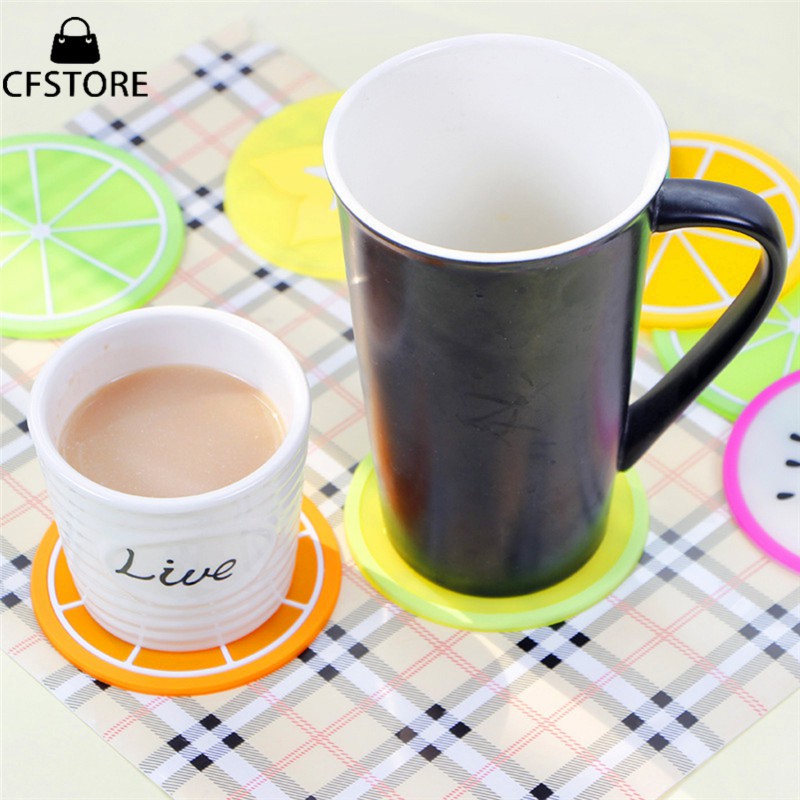 Tấm lót ly chống trượt , chất liệu silicone hình trái cây