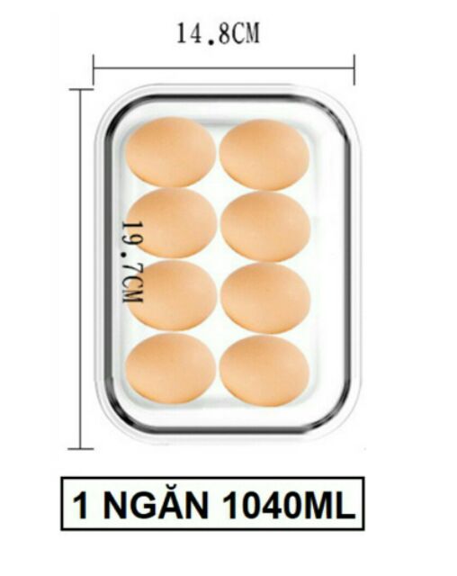 Hộp thuỷ tinh 2 ngăn 1000ML