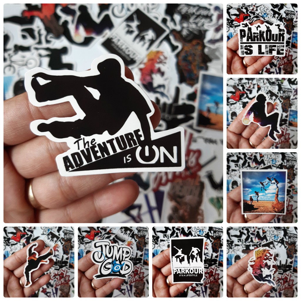 Bộ Sticker dán cao cấp chủ đề PARKOUR - Dùng dán Xe, dán mũ bảo hiểm, dán Laptop...