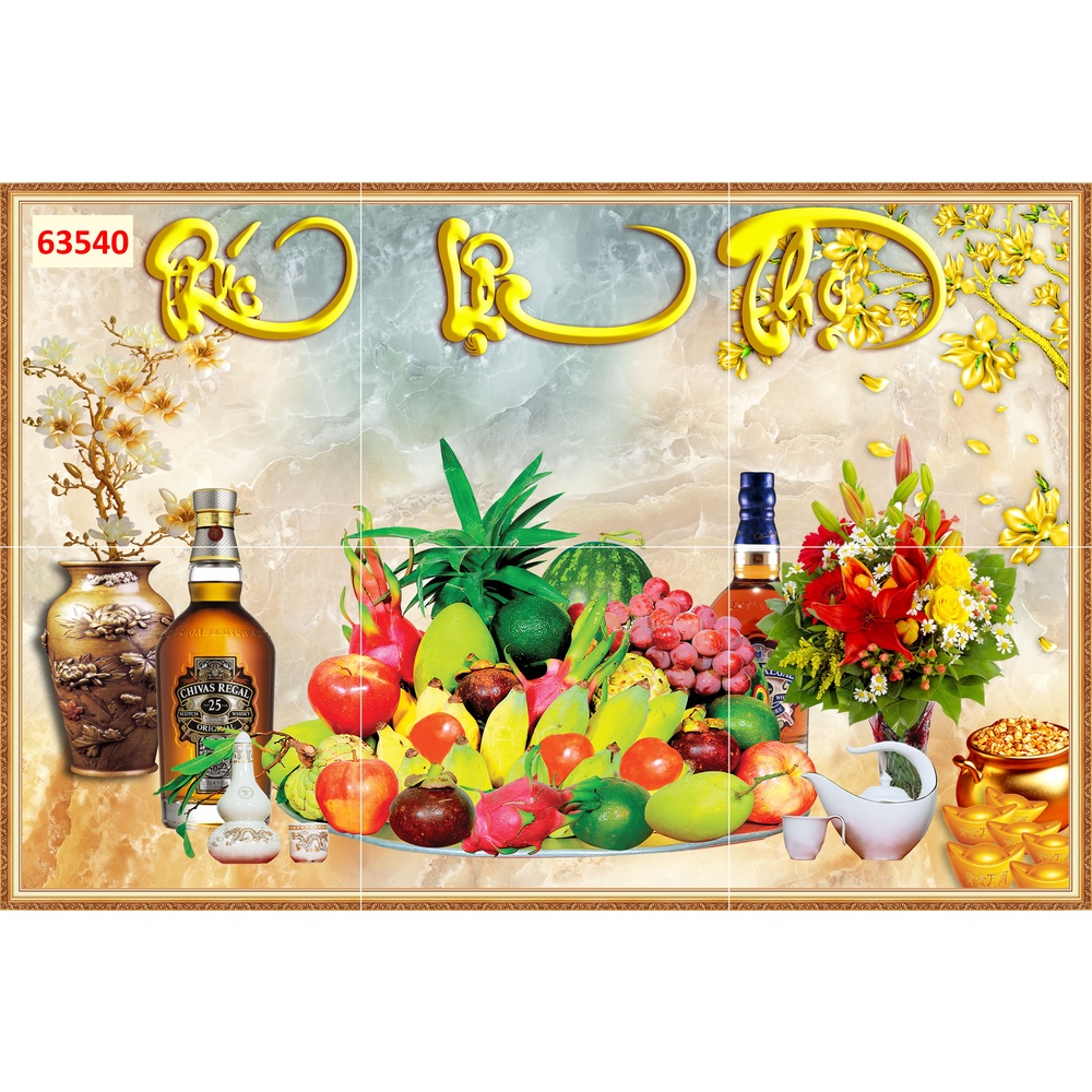 Tranh 3D dán tường Bàn thờ gian tiên Có keo sẵn