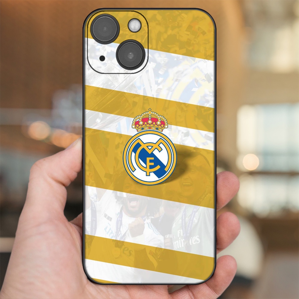 Ốp lưng iPhone 13 dẻo đen cạnh vuông in hình Real Madrid