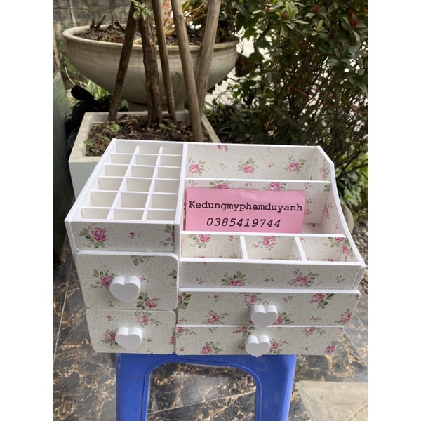 Kệ đựng mỹ phẩm 4 hộc màu hoa nhí tiện dụng