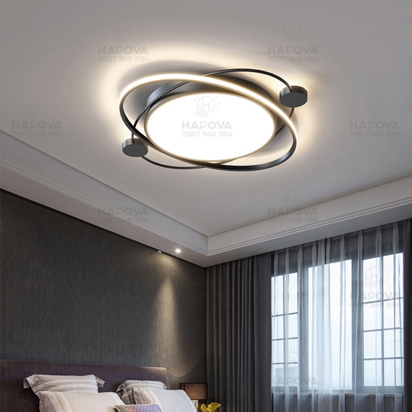 Đèn ốp trần phòng khách 3 chế độ ánh sáng HAPOVA PESER 1014 + Tặng kèm khiển