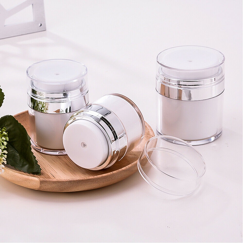 DIACHA Multi-size Lotion Container Makeup Tool Acrylic Cans Vacuum Bottle Portable Empty Travel Size Refillable Travel Cream Airless Sample Vials Press Cream Jar