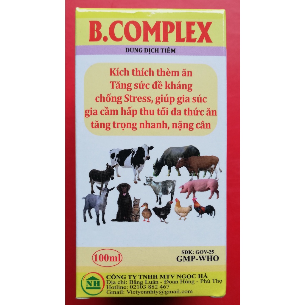 1 lọ B.complex 100ml dùng tốt cho gia súc, gia cầm, trâu, bò, lợn, gà, gà chọi, gà đá, chim cảnh, chó mèo