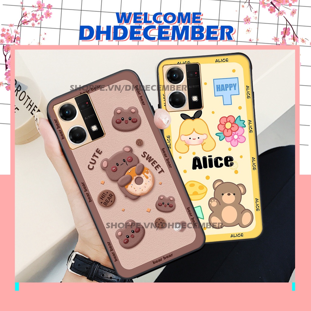 Ốp lưng Oppo RENO 7 4G ỐP BẢO VỆ CAMERA-in hình  3D GẤU HỒNG-GẤU BEER -CỰC XINH-RẺ