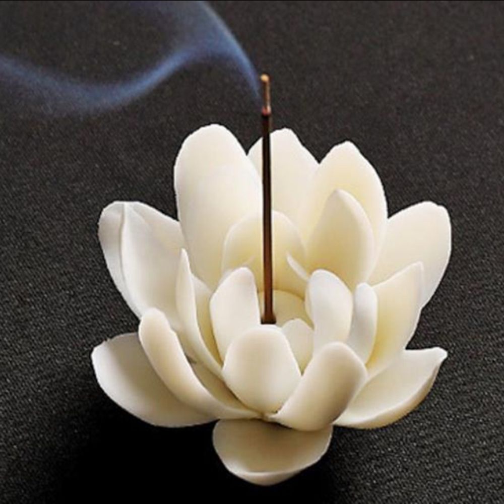 Giá đỡ đốt trầm hương hình hoa sen bằng gốm sứ trang trí nhà ở/văn phòng