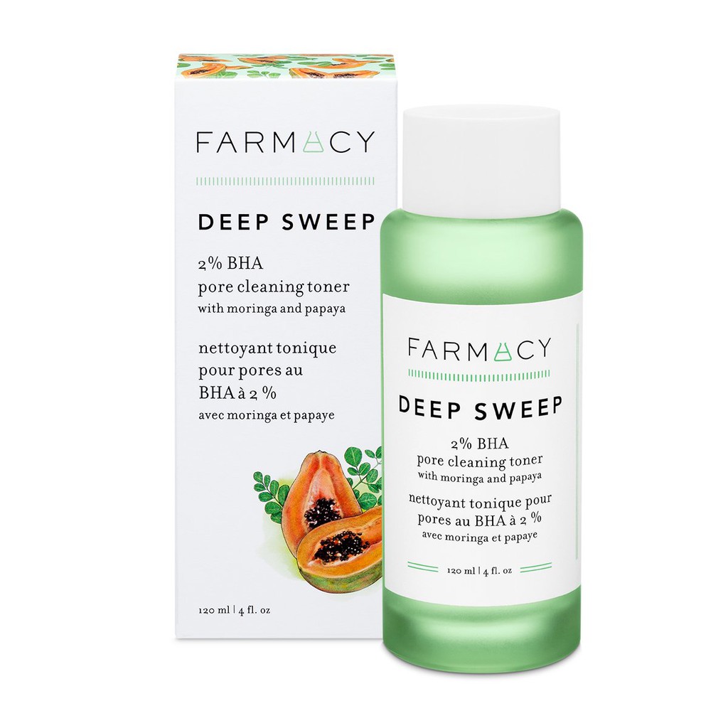 Farmacy - Nước hoa hồng Farmacy Deep Sweep 2% BHA Pore Cleaning Toner with Moringa + Papaya 120ml