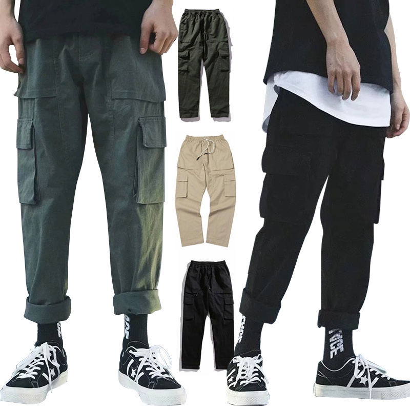 Quần Dài Dáng Rộng Phối Nhiều Túi Thời Trang Cho Nam Size M-3XL
