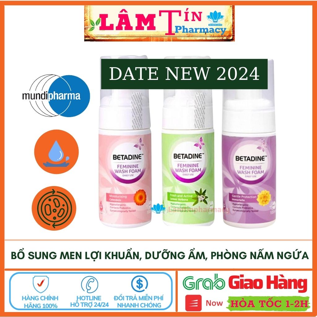 Betadine Dung dịch vệ sinh phụ khoa  dạng bọt  3 màu chính hãng chai 100ml và 250ml  (sử dụng hàng ngày)01