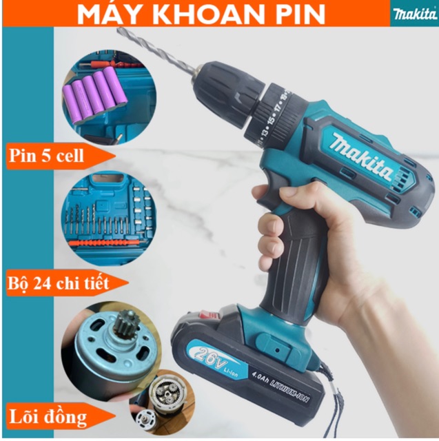 Kho âm n pin 3 chức năng có búa makyta 26v