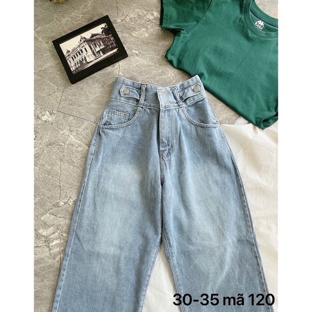 Bigsize(30-35)FREESHIP Quần Jeans Suông VNXK 2 Nút Lưng Kiểu Nữ Size Lớn 2 Màu Ms 120- TC Shop Jeans
