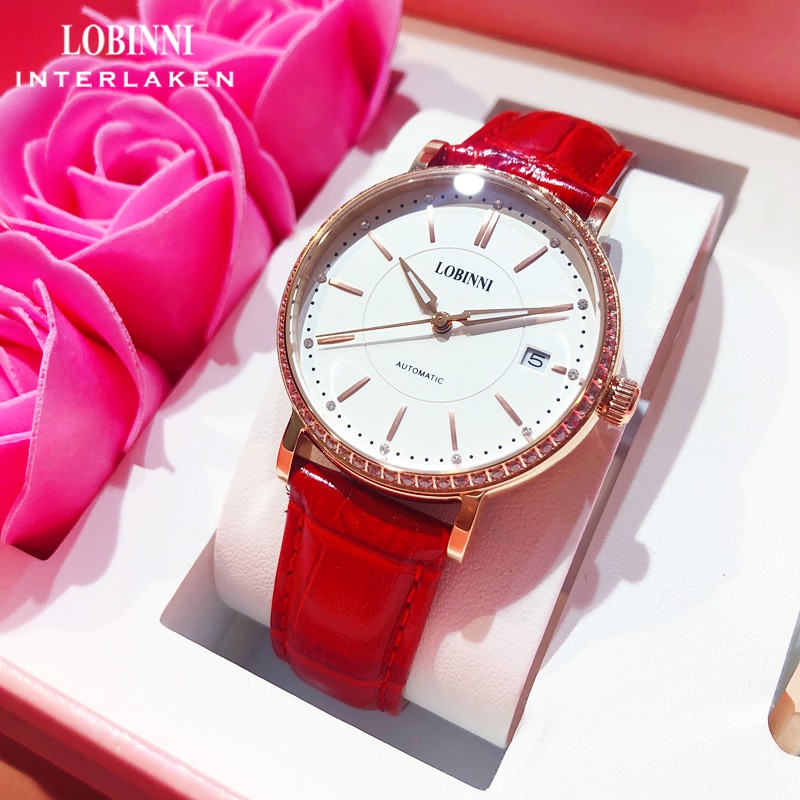 Đồng hồ nữ Lobinni L026-2 chính hãng Thụy Sỹ,Kính sapphire ,chống xước ,Chống nước 50m,Bh 24 tháng,máy cơ (Automatic)