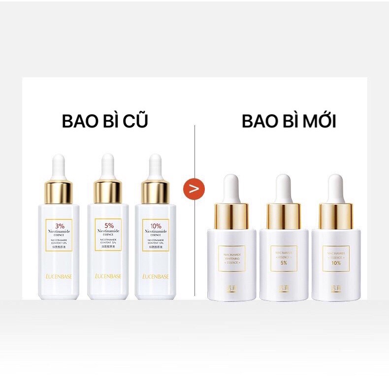 Tinh chất Niacinamide Whitening Essence LUCENBASE 3% 5% 10% serum phục hồi trắng da se lỗ chân lông cân bằng da LUCB09