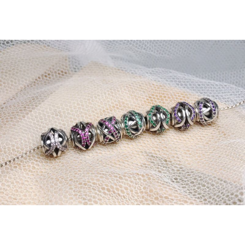 Charm bạc 925 lõi cao su, xỏ vòng Essance Pan