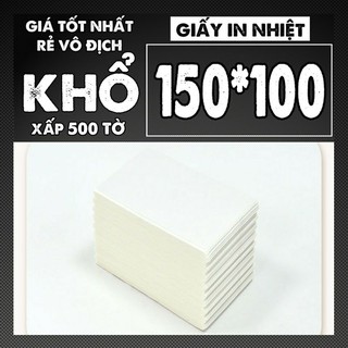 Giấy in nhiệt tự dính, giấy in đơn, xấp 500 tờ 100x150 mm có sẵn lớp keo dán