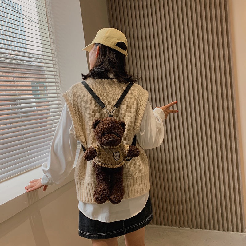 Ba Lô Lông Nhung. Balo Đi Học Hình Gấu Bông Dễ Thương Cho Bé Gái