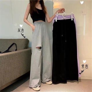 Quần ống suông rách gối / Long pant basic