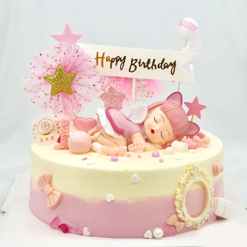 Phụ Kiện Trang Trí Bánh Kem Hình Búp Bê Em Bé Đang Ngủ Dễ Thương