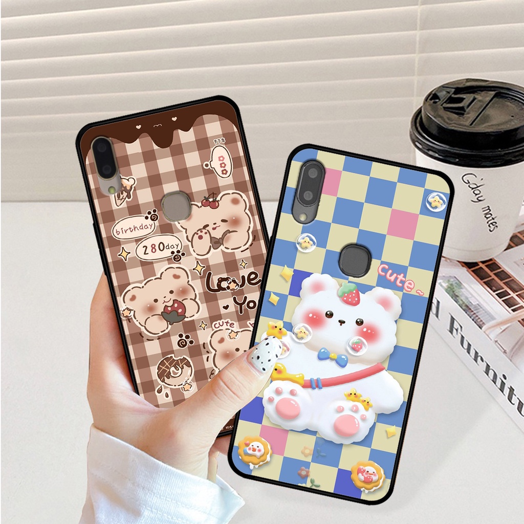 Ốp lưng Vivo V9 / V9 Youth in hình caro gấu thỏ dễ thương