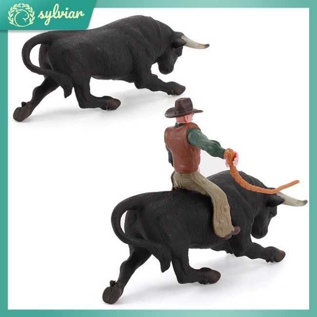 Bộ Mô Hình Đồ Chơi Bò Tót Bằng Nhựa Màu Đen Cho Bé