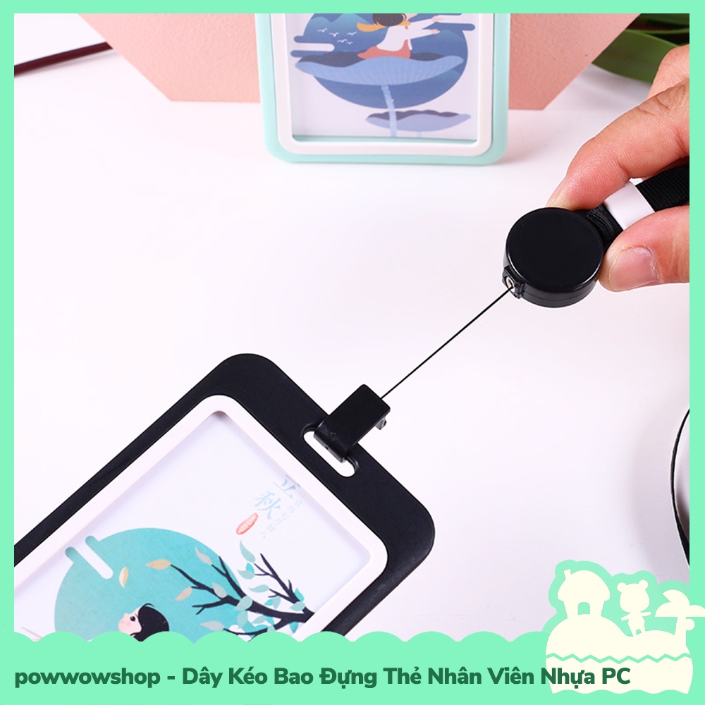 [Sẵn VN - Hỏa Tốc] Dây Vải Kéo Kèm Bao Đựng Thẻ Nhân Viên Nhựa PC Phong Cách Pastel Đơn Sắc Simple Color