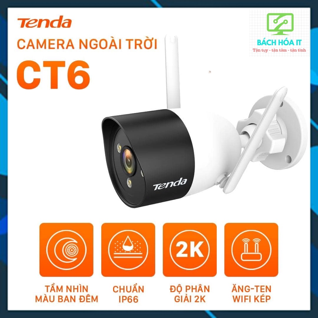 Camera Wifi Ngoài Trời Tenda CT6 Độ Phân Giải 2K, có màu ban đêm, chính hãng bảo hành 24 tháng