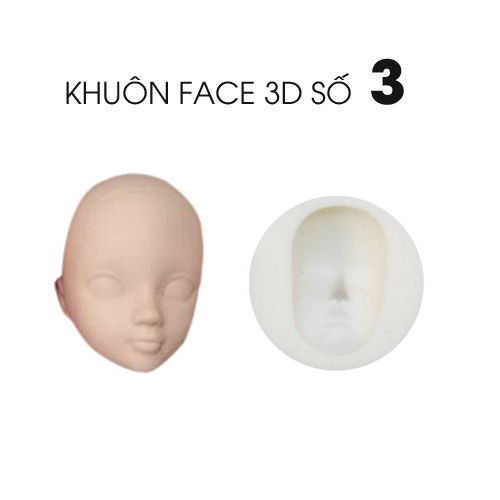 Khuôn Ép Face 3D Doll Búp Bê BJD Figure Đất Sét Nhật Thái Số 3 Silicone cao cấp
