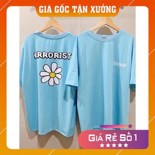 Áo Thun Form Rộng Unisex Nam Nữ - Kiểu áo phông nữ tay lỡ Ulzzang hoa cúc xanh