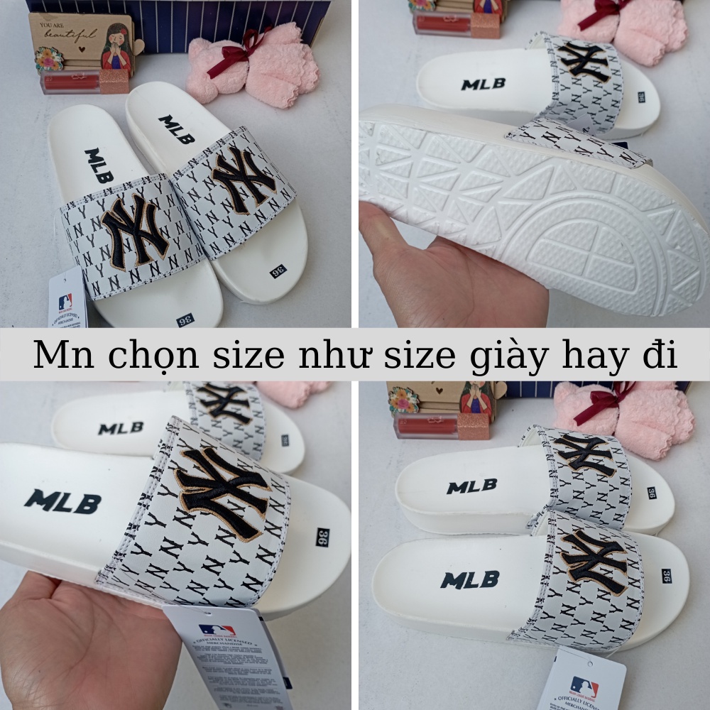 [FREESHIP + Sẵn hàng] Dép 𝐌𝐋𝐁 𝗡𝗬 Nhiều Màu Chữ Thêu Sắc Nét ❤️ Dép Mlb Ny Quai Ngang Nam Nữ