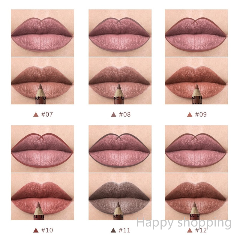 (Hàng Mới Về) Set 12 Chì Kẻ Viền Môi Lâu Trôi Màu Sắc Thời Trang | BigBuy360 - bigbuy360.vn