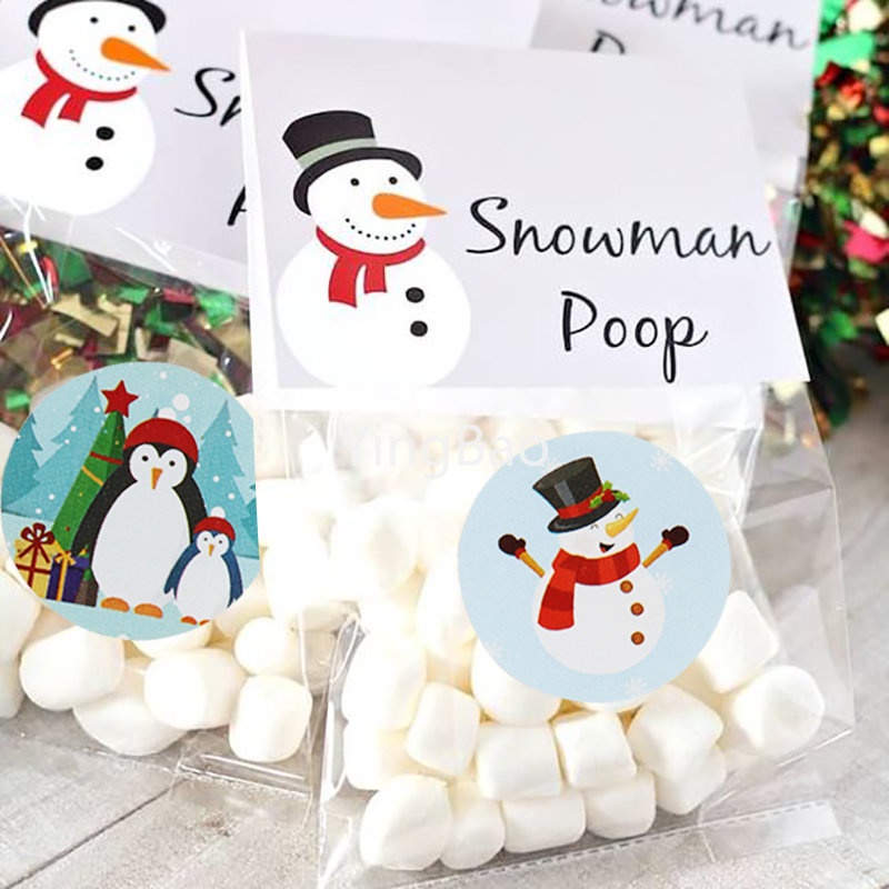 Set 500 Miếng Dán 2.5cm Họa Tiết Hoạt Hình Trang Trí Giáng Sinh / Năm Mới