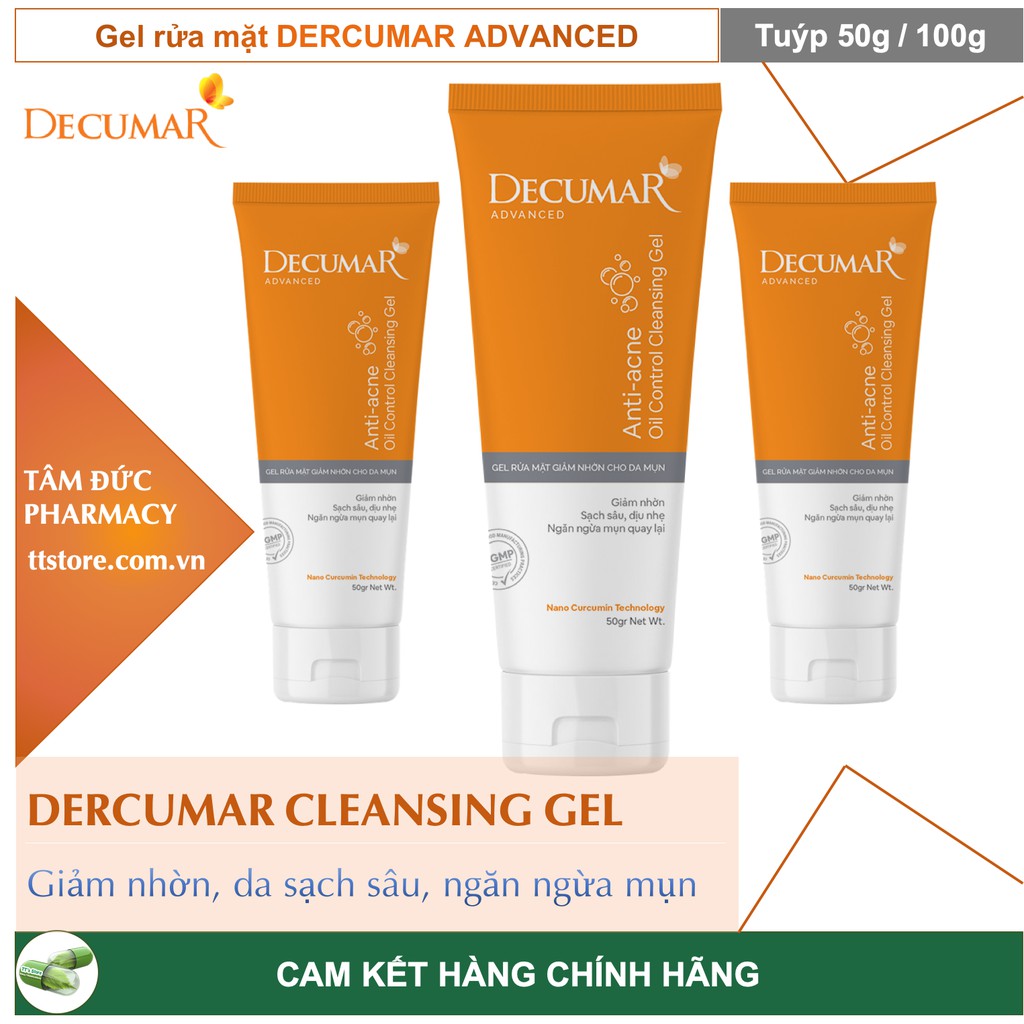 [NEW] Combo sạch mụn DECUMAR ADVANCED [Gel rửa mặt kiềm nhờn, gel ngừa mụn, kem chống nắng] (Decuma, advance)