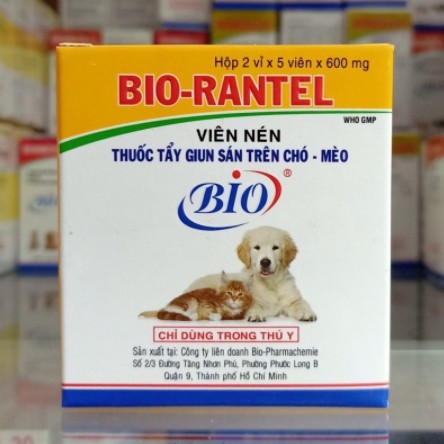 sổ giun chó mèo BI-O RANTEL - 1viên/5kg thể trọng