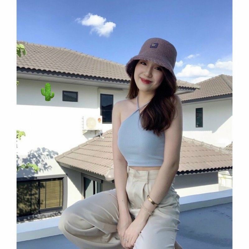 Áo Croptop Yếm Chéo Cổ (Mảnh) - Áo Yếm Hai Dây Dáng Croptop Chất Thun Dày Dặn Co Gian Ko Lộ Ngực - AK0056 | bear.story