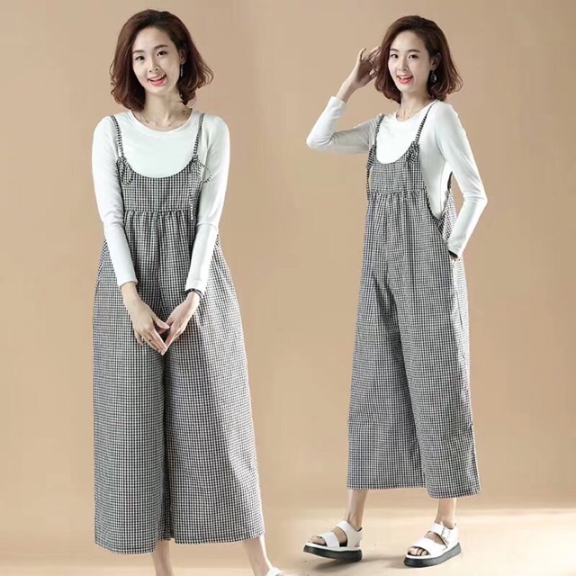 Set yếm quần ống rộng