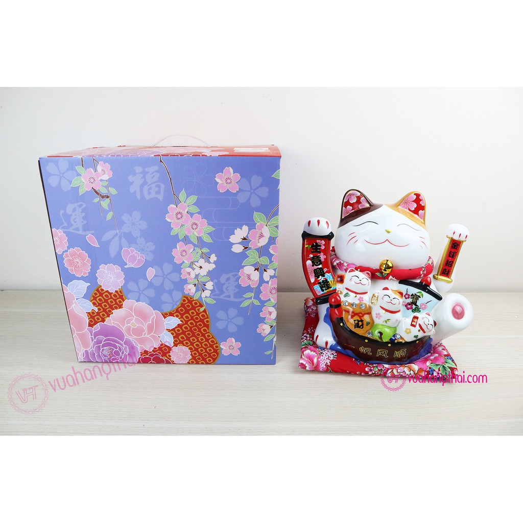 Mèo Thần Tài Vẫy Tay Maneki Neko - Gốm Sứ Cao Cấp, Mang Lại Kim Tiền, Tài Vận, Thiên Khách, Thăng Quan Cho Gia Chủ